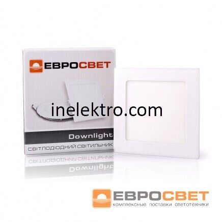 Світлодіодний світильник LED-S-150-9 9Вт 4200К квадрат вбудований Евросвет, 000039179, 4200