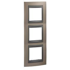 Рамка 3-постова вертикальна "Онікс мідний" Графіт MGU66.006V.296 Unica Top Schneider, 8612, Мідний онікс