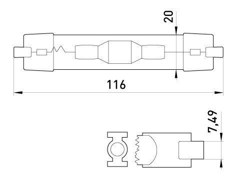 Лампа натрієва високого тиску e.lamp.hps.rx7s.70, патрон RX7s, 70 Вт, l0450008