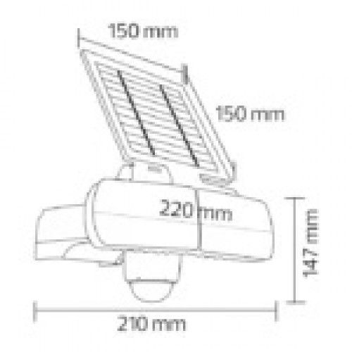 Світильник фасадний з датчиком руху на сонячній панелі LED 8W 6400K  600Lm ІР65 ARMOR-8 HOROZ, 072-001-0008-010, 6400