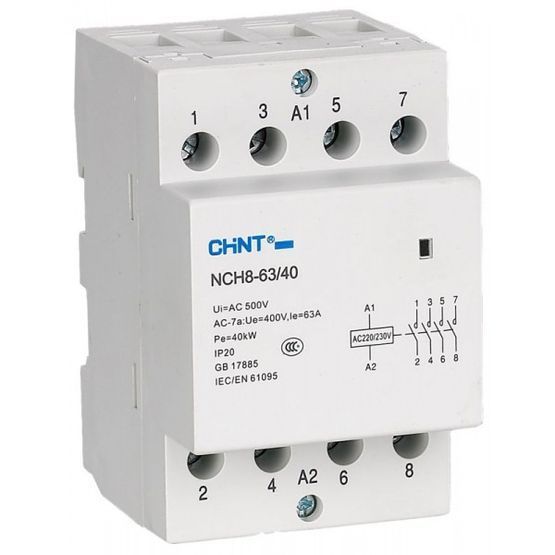 Контактор модульный NCH8-40/22 40A 2НЗ+2НО 230V Chint, 230V АС