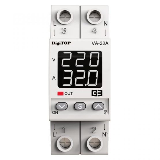 Реле напруги з контролем струму VA-32A M2W DigiTOP (білий)