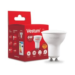 Світлодіодна лампа Vestum MR16 6W 3000K 220V GU10 1-VS-1505, 3000