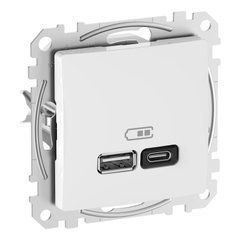 USB розетка A+C, 3 A, 45 Вт, Белый Sedna Design