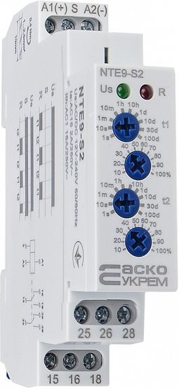 Реле часу асиметричного циклу NTE9-S2 AC/DC 12-240V АСКО