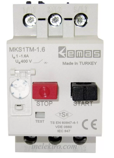Автомат захисту двигуна термомагнітний MKS1TM (1-1.6А) EMAS