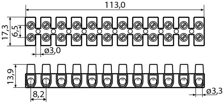 Клемні колодки 6 мм2 / 6А (тип W), 13003