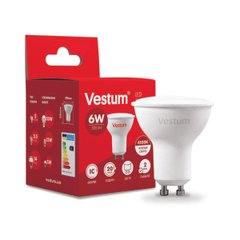 Світлодіодна лампа Vestum MR16 6W 4100K 220V GU10 1-VS-1506, 4100