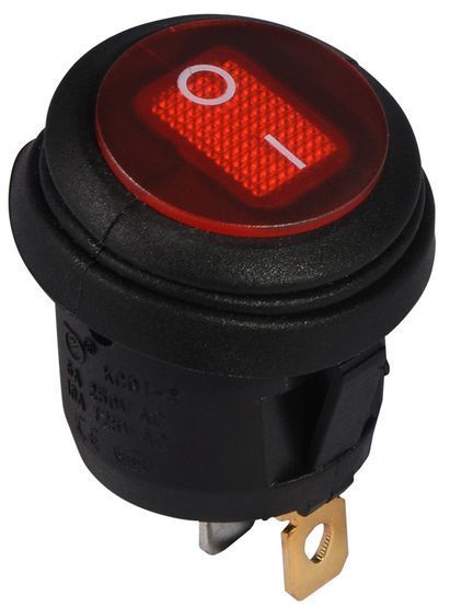 KCD1-5-101NW R/B 220V Перемикач 1 клав.круглий вологозах. червоний з підсвічуванням