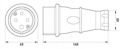 Силова вилка переносна каучукова e.plug.rubber.070.32, 4п., 32А
