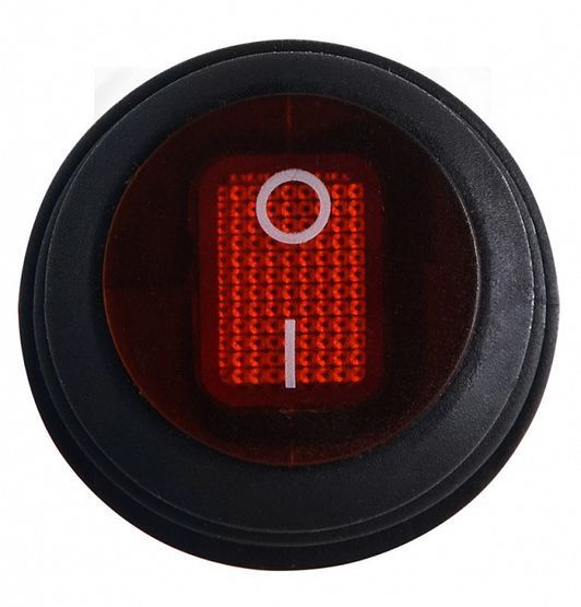 KCD1-5-101NW R/B 220V Перемикач 1 клав.круглий вологозах. червоний з підсвічуванням