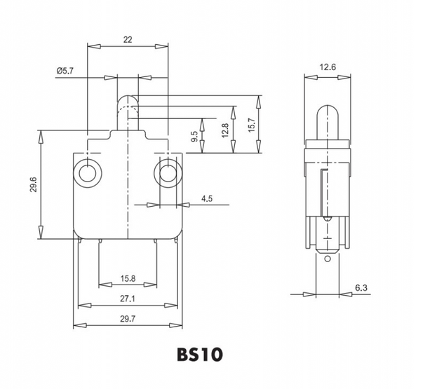 Міні-вимикач кнопковий миттєвої дії (1НЗ) BS1011, EMAS