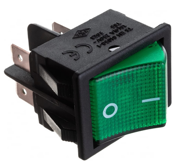 A14Y Выключатель с подсветкой прямоугольный зеленый EMAS