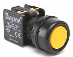 Кнопка керування нажимна з водозахисним кільцем (1НЗ) жовта KB12RS, EMAS