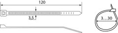 Хомути кабельні CHS 120 х 4 мм білі (упак 100шт)