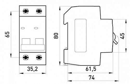 Модульний автоматичний вимикач e.mcb.stand.45.2.C25, 2р, 25А, C, 4,5 кА