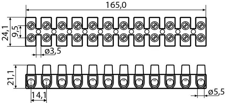 Клемні колодки 16 мм2 / 30А (тип W), 13005