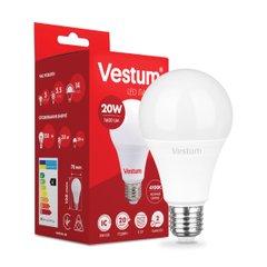 Світлодіодна лампа Vestum A70 20W 4100K 220V E27 1-VS-1109, Чорний, 1-VS-1109, 4100