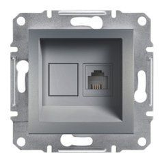 Розетка 1-я телефонная 4 конт. Сталь EPH4100162 ASFORA plus Schneider Electric, 9997, Сталь