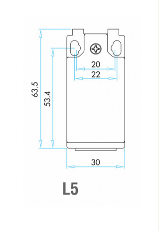 Вимикач кінцевий L5K23LUM322 з пластиковою консоллю та ключем (1НО+1НЗ) (повільне спрацьовування) EMAS