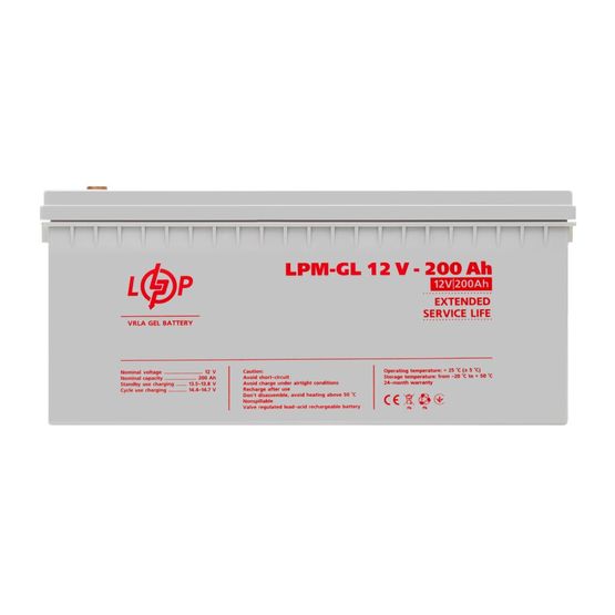 Акумулятор гелевий LPM-GL 12V - 200 Ah LogicPower