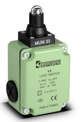 L1K13MUM331 Выключатель концевой с металлической консолью и металлическим роликом d=13mm (1НО+1НЗ), EMAS