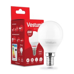 Світлодіодна лампа Vestum G45 6W 4100K 220V E14 1-VS-1203, Білий, 1-VS-1203, 4100