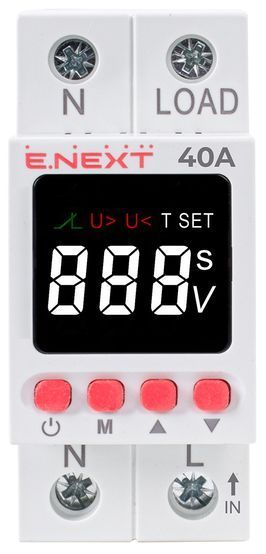 Реле контролю напруги (2 модулі) однофазне 40А з індикацією e.control.vc40 E.NEXT
