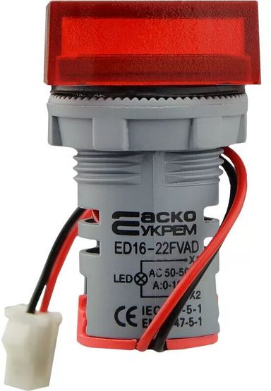 Квадратний цифровий вимірювач універсальний струму+напруги ED16-22 FVAD 0-100A, 50-500В (червоний)