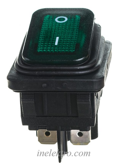 Вимикач A54B1Y11 з підсвіткою прямокутний зелений IP65 EMAS