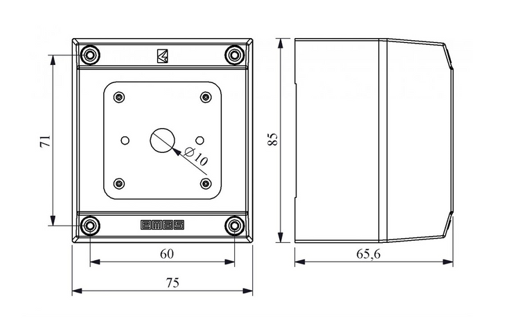 Корпус для кулачкових перемикачів PSK11 10-16-25А / 1-2 полюсні / IP54 EMAS