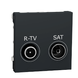 Schneider Розетка R-TV SAT прохід, 2 модуля антр, 23039, Антрацит