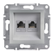 Розетка EPH4900161 Комп + Телефон RJ45 CAT5E UTP + RJ12 ASFORA Schneider Electric Алюминий, 0770, Алюминий