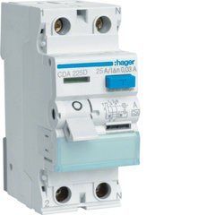 Пристрій захисного відключення ПЗВ 2P 6kA 25A 30mA A Hager