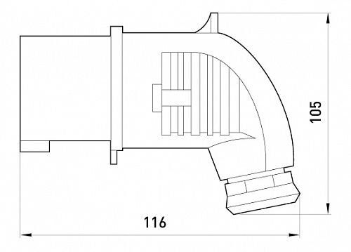 Силова вилка переносна кутова 3Р+N+Z, 400В, 16А, IP44