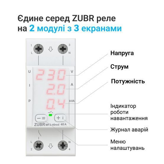 Мультифункціональне реле MF2-63 red ZUBR