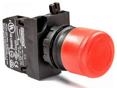 Кнопка CP200EK30 грибок аварийная d=30мм с возвратом поворотом для постов PV (1НЗ) пластик P65 EMAS