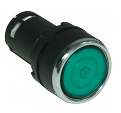 Кнопка нажимная круглая с фиксацией (1НЗ) зеленая MB200FY, EMAS