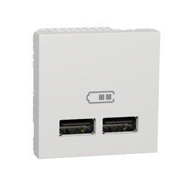 Schneider Розетка USB подв. 2.1А 2 модуля бел, 22941, Білий