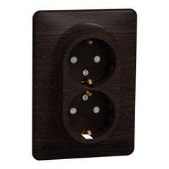 Двойная розетка 2P+Eс заземлением Sedna Design & Elements, Венге- имитация дерева, SDD381221 Schneider, Венге