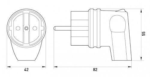 Вилка угловая каучуковая e.plug.rubber.angle.027.16, с з/к, 16А