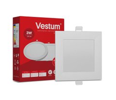 Квадратний світлодіодний врізний світильник Vestum 3W 4000K 220V 1-VS-5201, 1-VS-5201, 4000