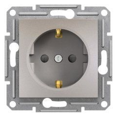 Розетка 1-я с заземлением и защитными шторками Бронза EPH2900269 ASFORA plus Schneider Electric, 9951, Бронза