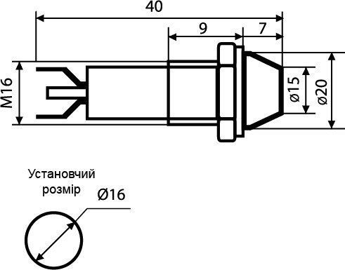 Сигнальна арматура AD22C-16 біла 220V AC