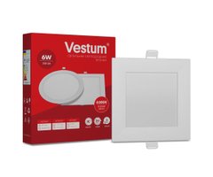 Квадратний світлодіодний врізний світильник Vestum 6W 4000K 220V 1-VS-5202, 1-VS-5202, 4000
