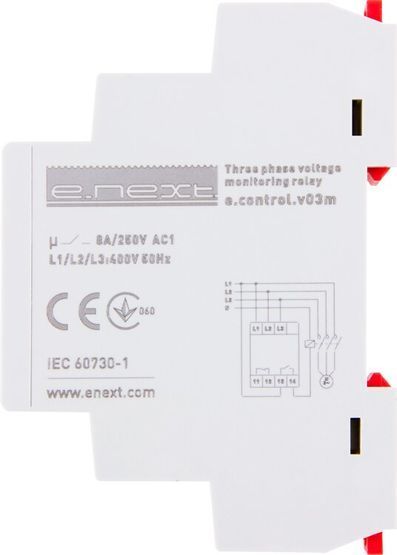 Реле контролю напруги трифазне нерегульоване e.control.v03m