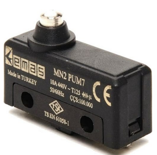 Мини-выключатель MN2PUM7 с коротким подпружиненным штырьком EMAS