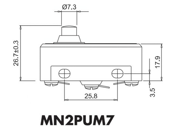 Мини-выключатель под пайку MN2PUM7 с коротким подпружиненным штырьком EMAS