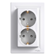 Розетка EPH9900121 двойная с заземлением ASFORA Schneider Electric Белая, 0655, Белый