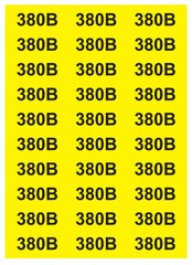 Знак "380 В" жовтий 38х90 (на аркуші 30 шт), 14662